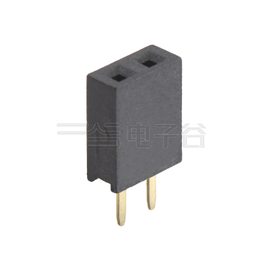 Pitch 2.54mm 180° 单排 DIP U型排母 H7.1 W2.5 PC 3.0 02Pin 黑色 镀全金G/F